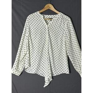 Talbots Petites Polka Dot Button Front Blouse MP
